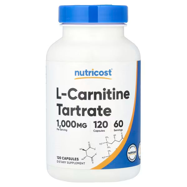 Nutricost, L-Carnitine Tartrate, 120 Capsules (1000 mg per Capsule)