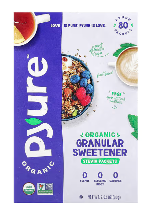 Pyure, Organic Granular Sweetener, Stevia, 80 Packets, 0.035 oz (1 g) Each