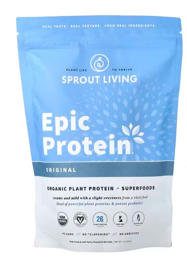 Sprout Living, Epic Protein®, Organic Plant Protein + Superfoods, Original, 1 lb (456 g)