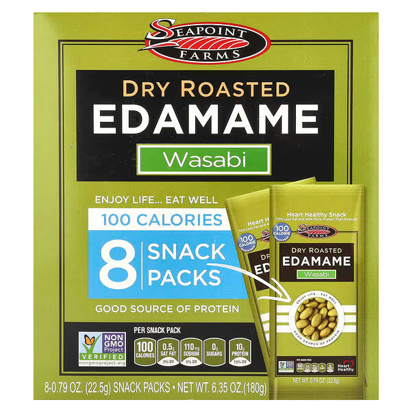 Dry Roasted Edamame, Wasabi, 8 Snack Packs, 0.79 oz (22.5 g) Each